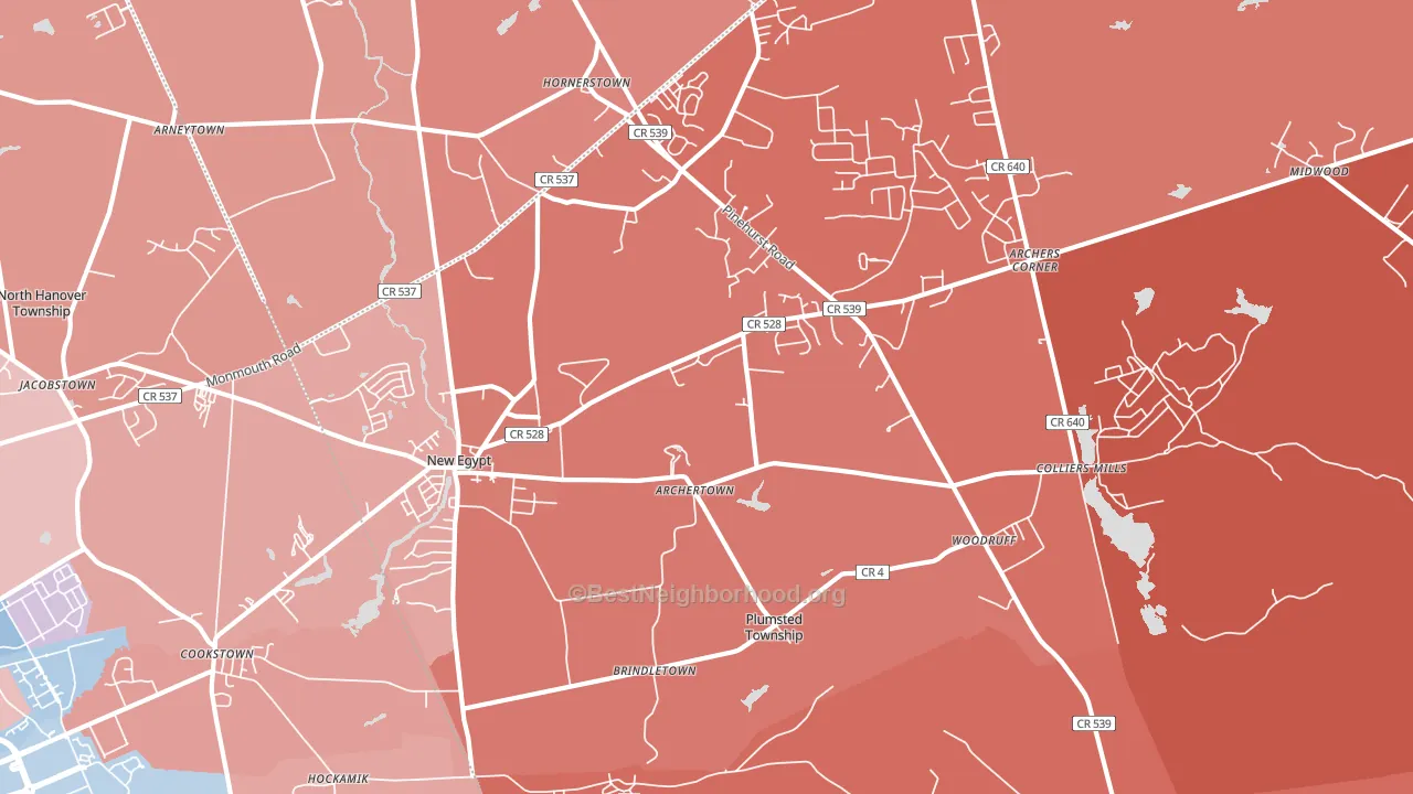 New Egypt, NJ block-group political-lean map
