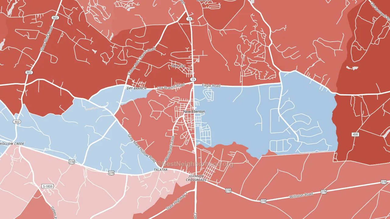 New Ellenton, SC block-group political-lean map