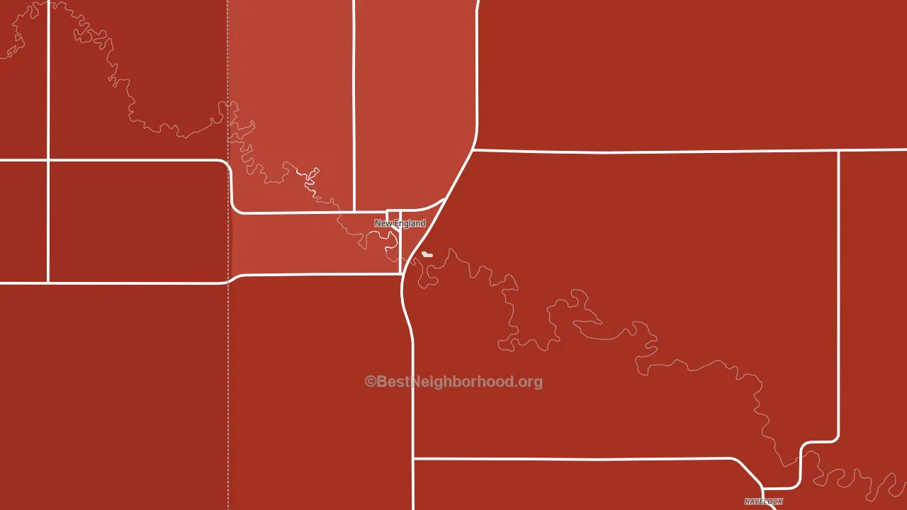 New England, ND block-group political-lean map
