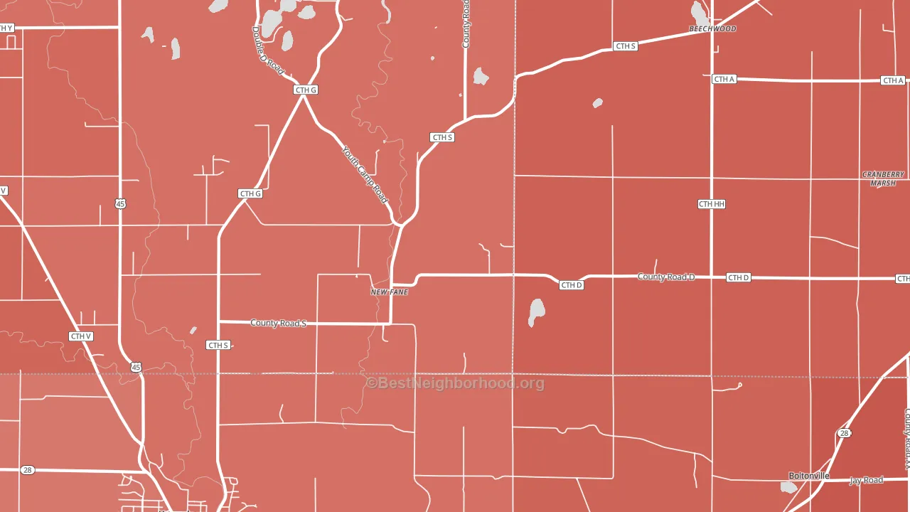 New Fane, WI block-group political-lean map