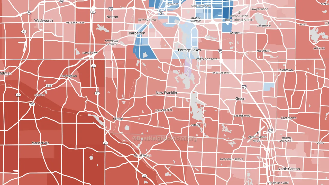 New Franklin, OH block-group political-lean map
