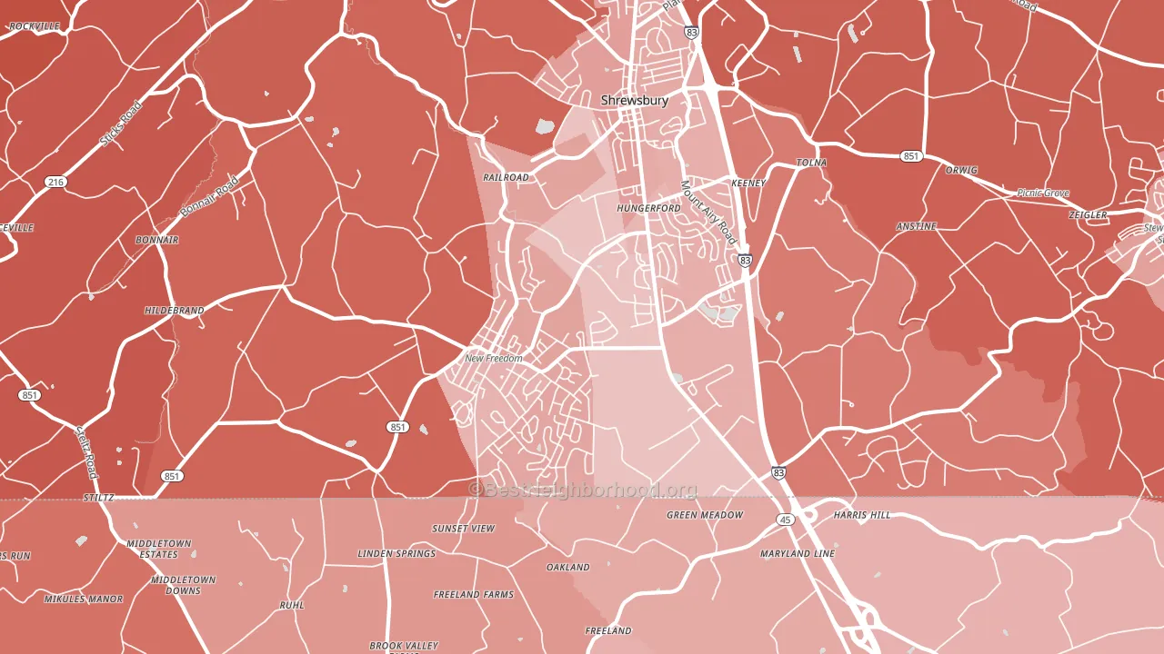 New Freedom, PA block-group political-lean map