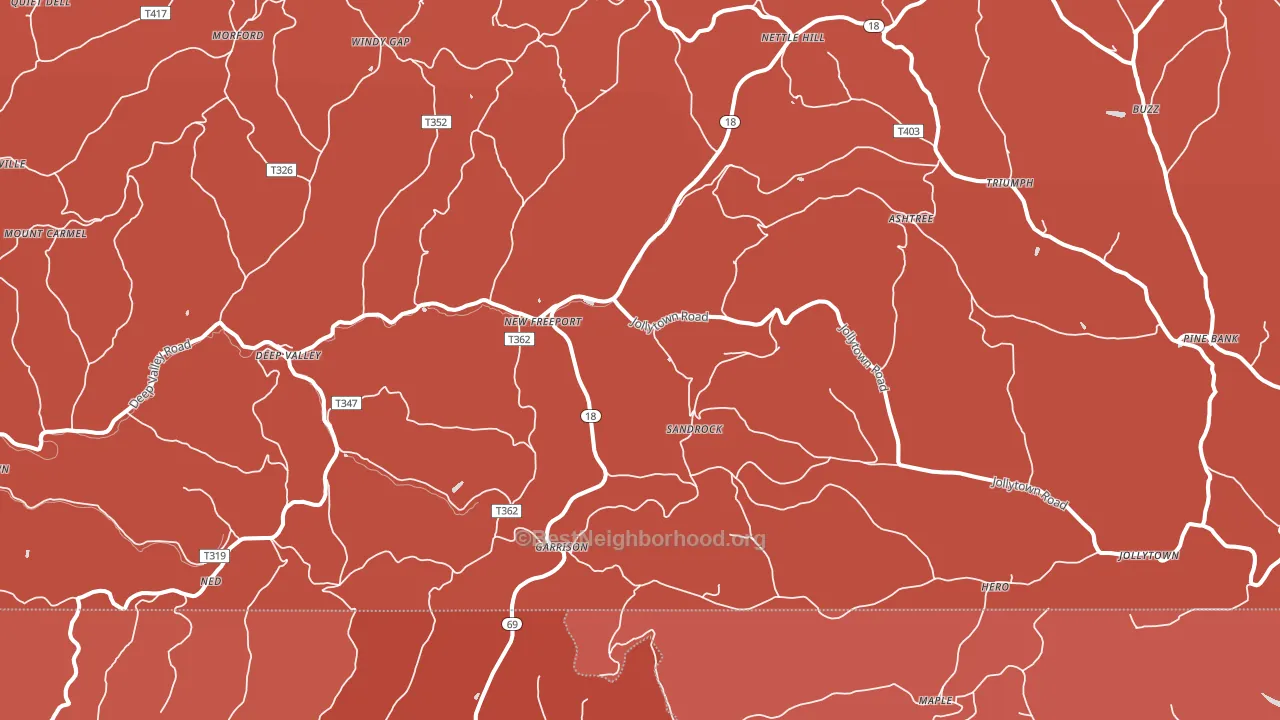 New Freeport, PA block-group political-lean map