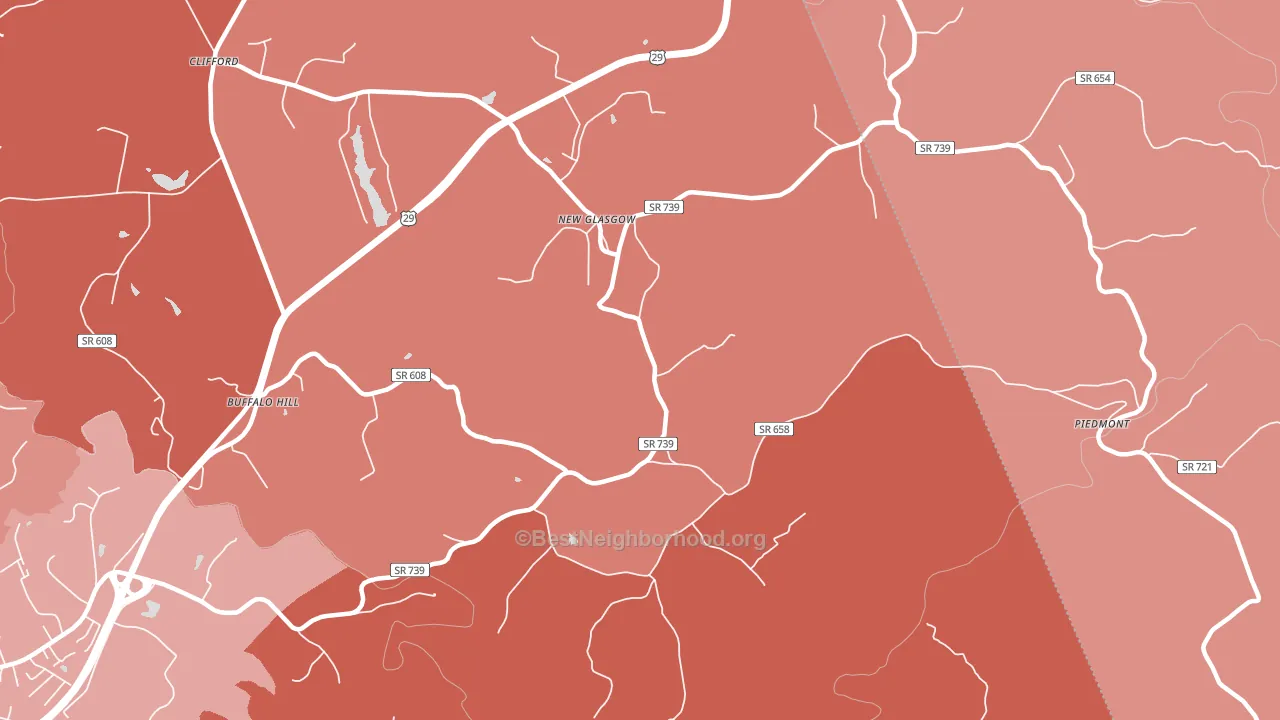 New Glasgow, VA block-group political-lean map