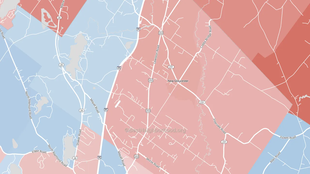 New Gloucester, ME block-group political-lean map