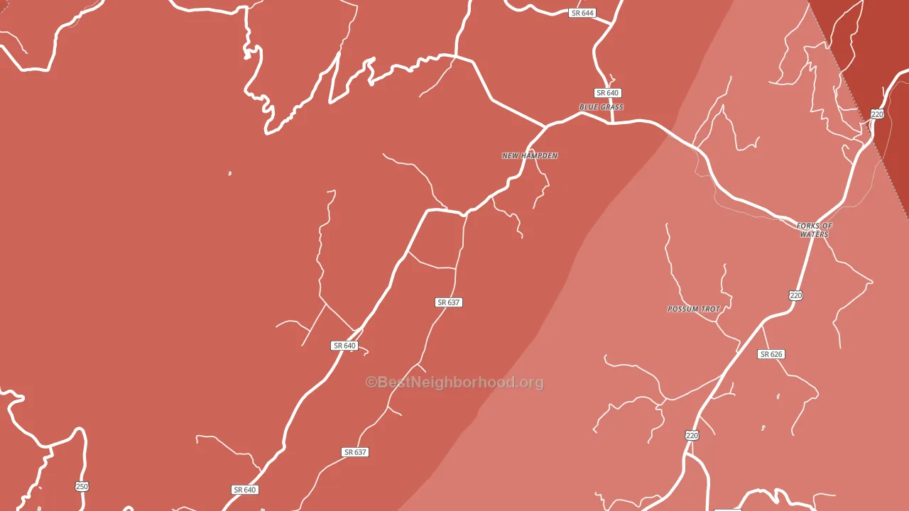 New Hampden, VA block-group political-lean map