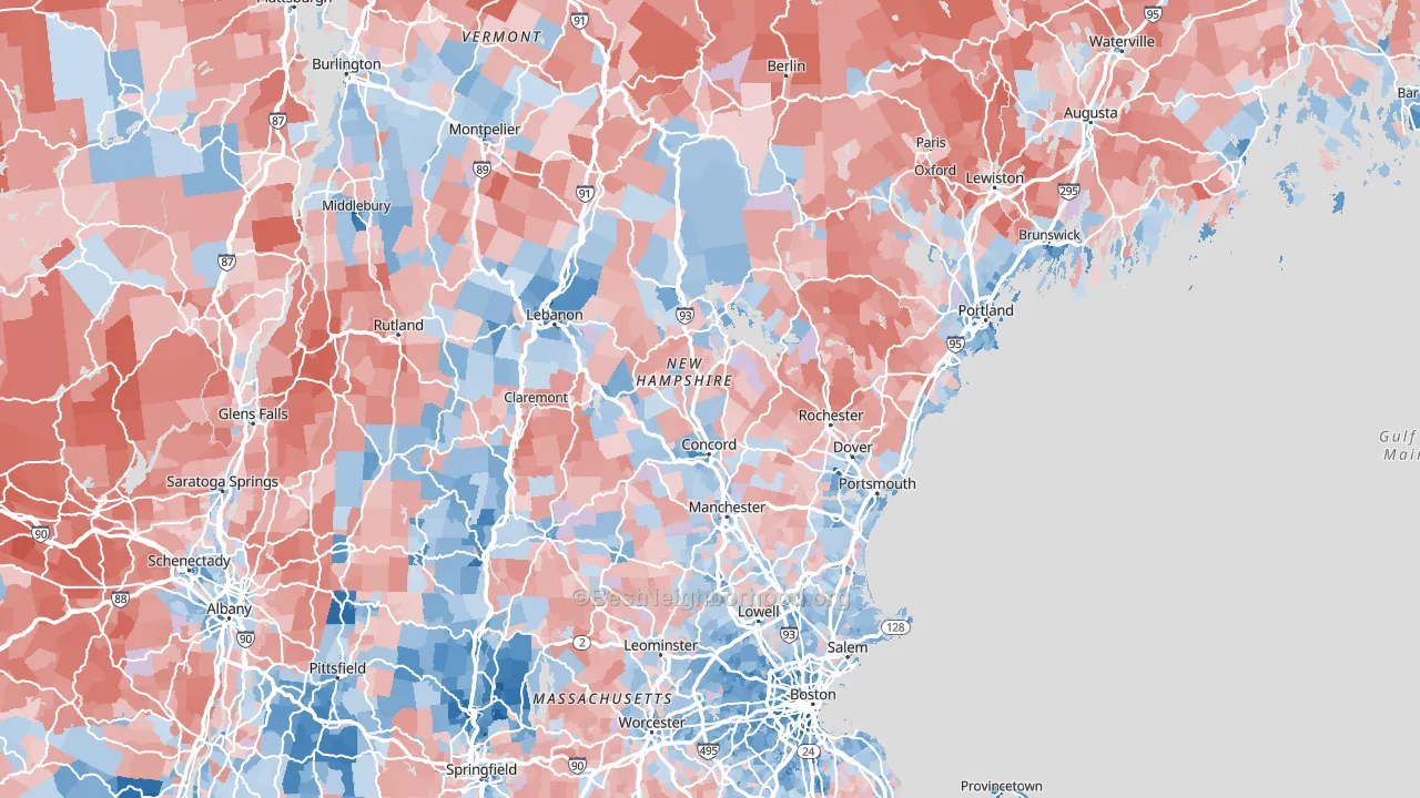 New Hampshire block-group political-lean map