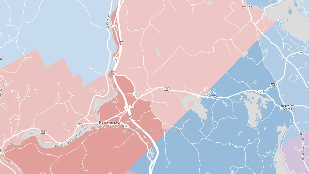 New Hampton, NH block-group political-lean map