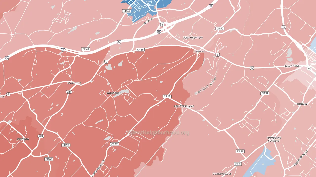 New Hampton, NY block-group political-lean map