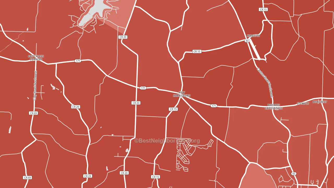 New Harrisburg, OH block-group political-lean map