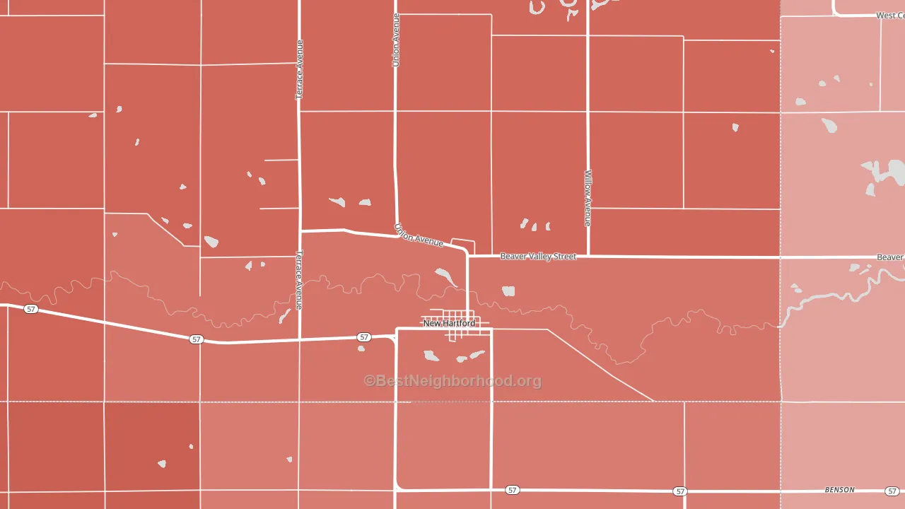 New Hartford, IA block-group political-lean map
