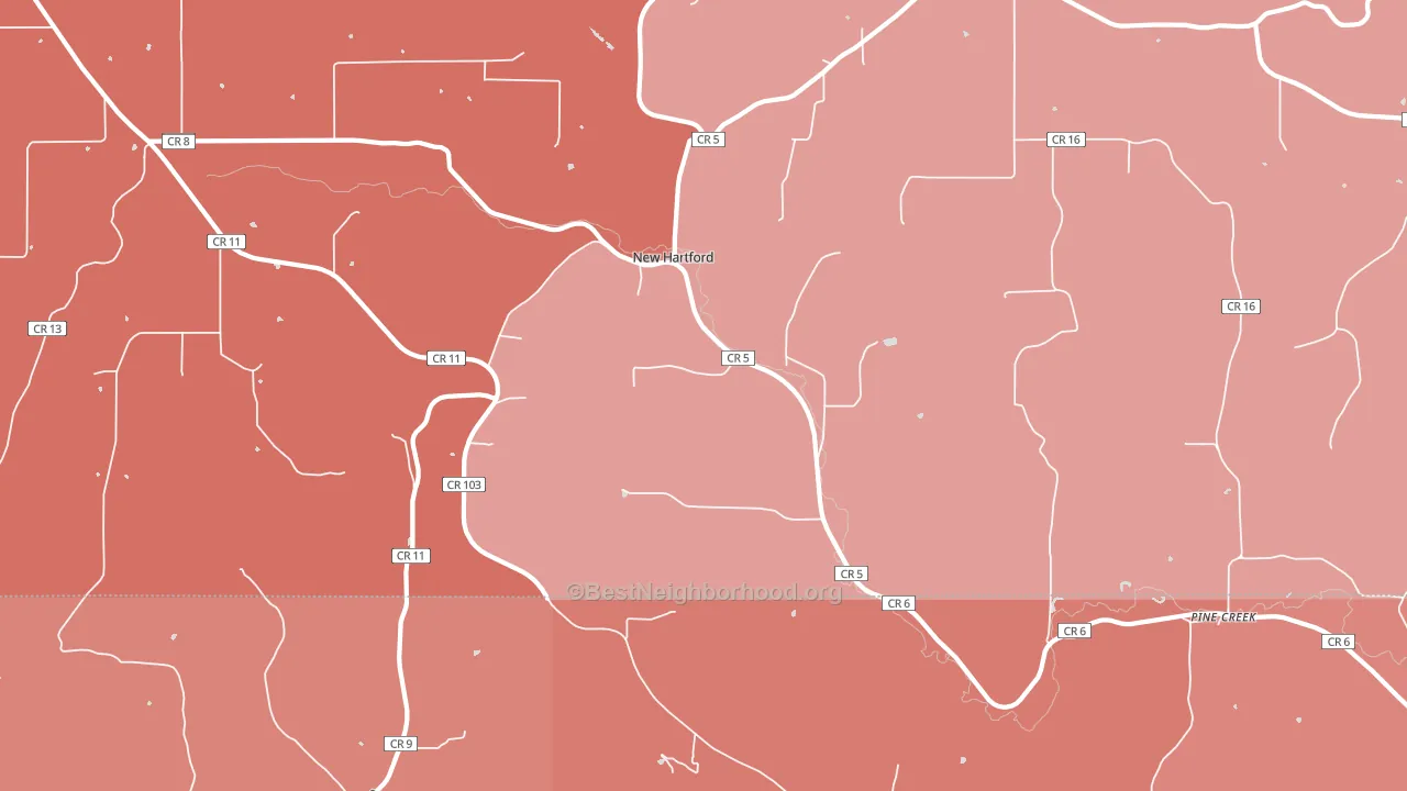 New Hartford, MN block-group political-lean map