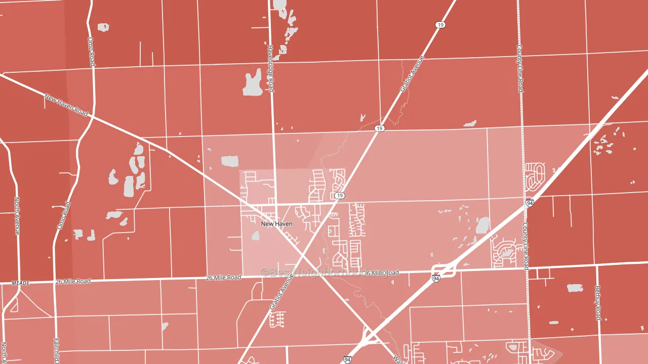 New Haven, MI block-group political-lean map