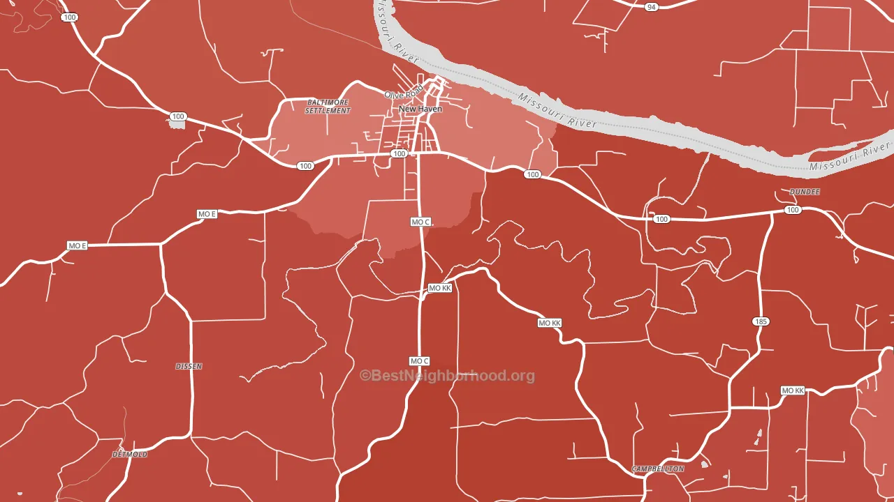 New Haven, MO block-group political-lean map