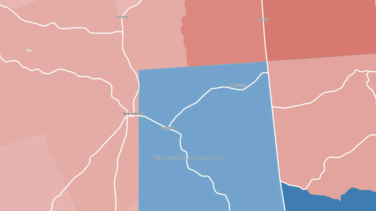 New Hebron, MS block-group political-lean map