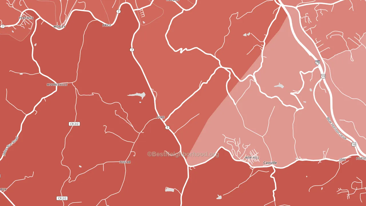 New Hill, WV block-group political-lean map