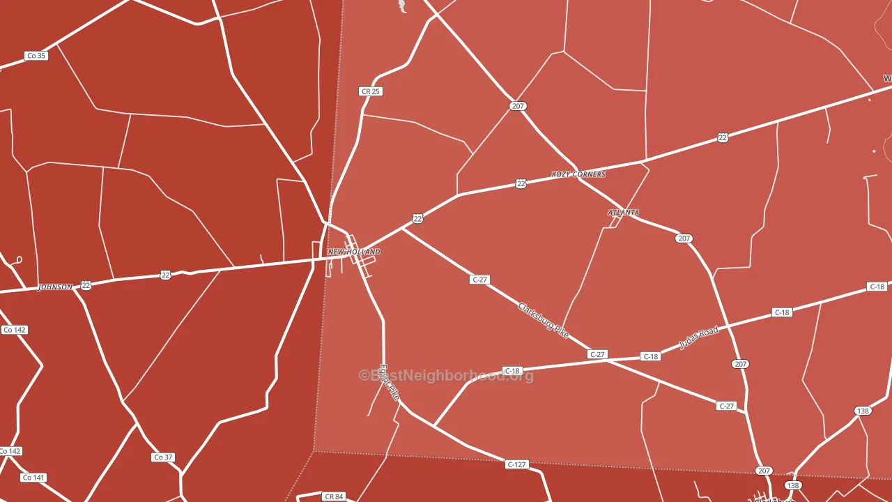 New Holland, OH block-group political-lean map