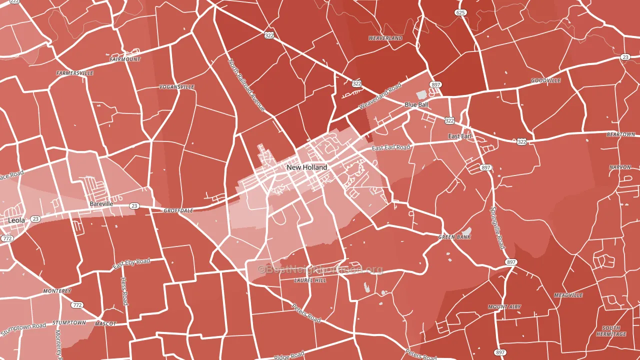 New Holland, PA block-group political-lean map