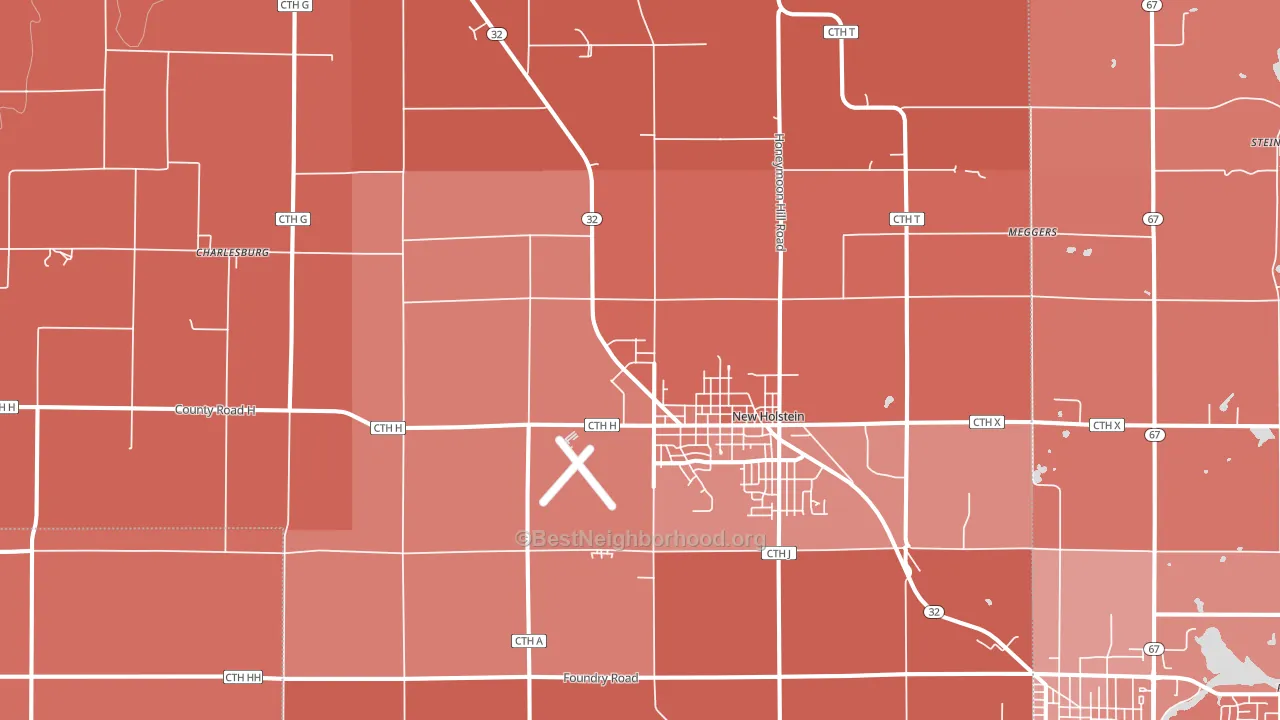 New Holstein, WI block-group political-lean map