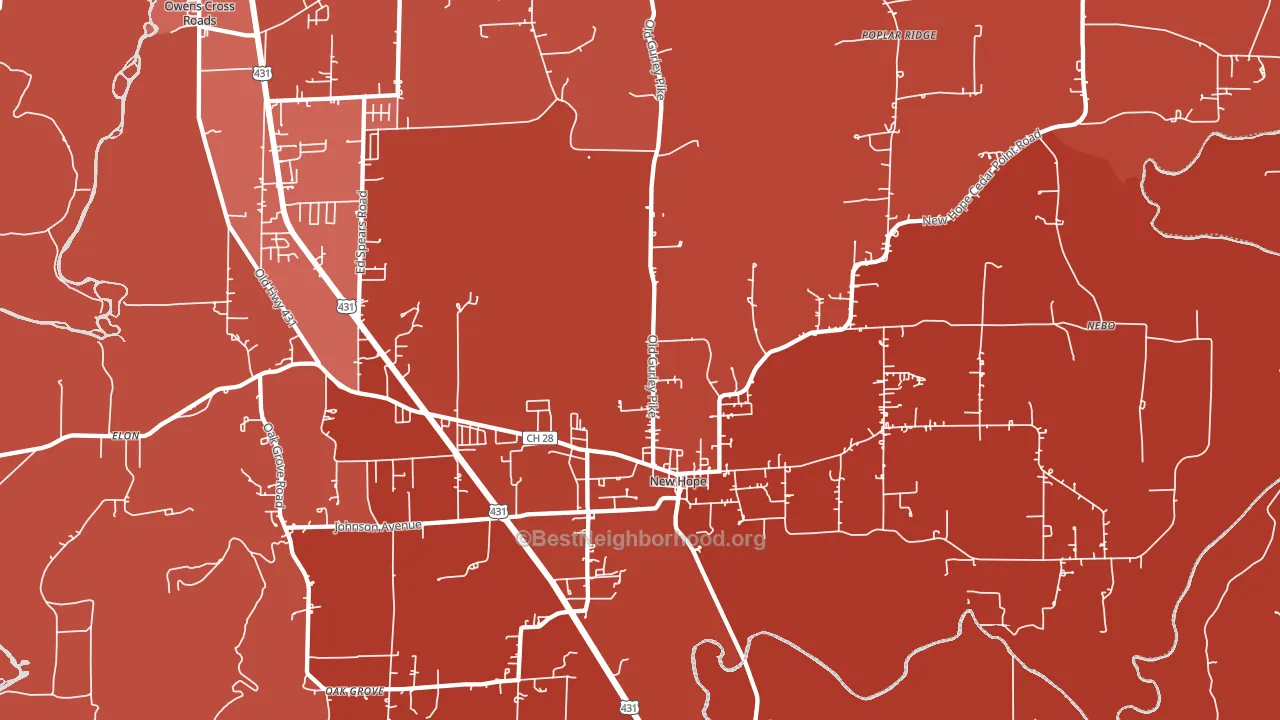 New Hope, AL block-group political-lean map