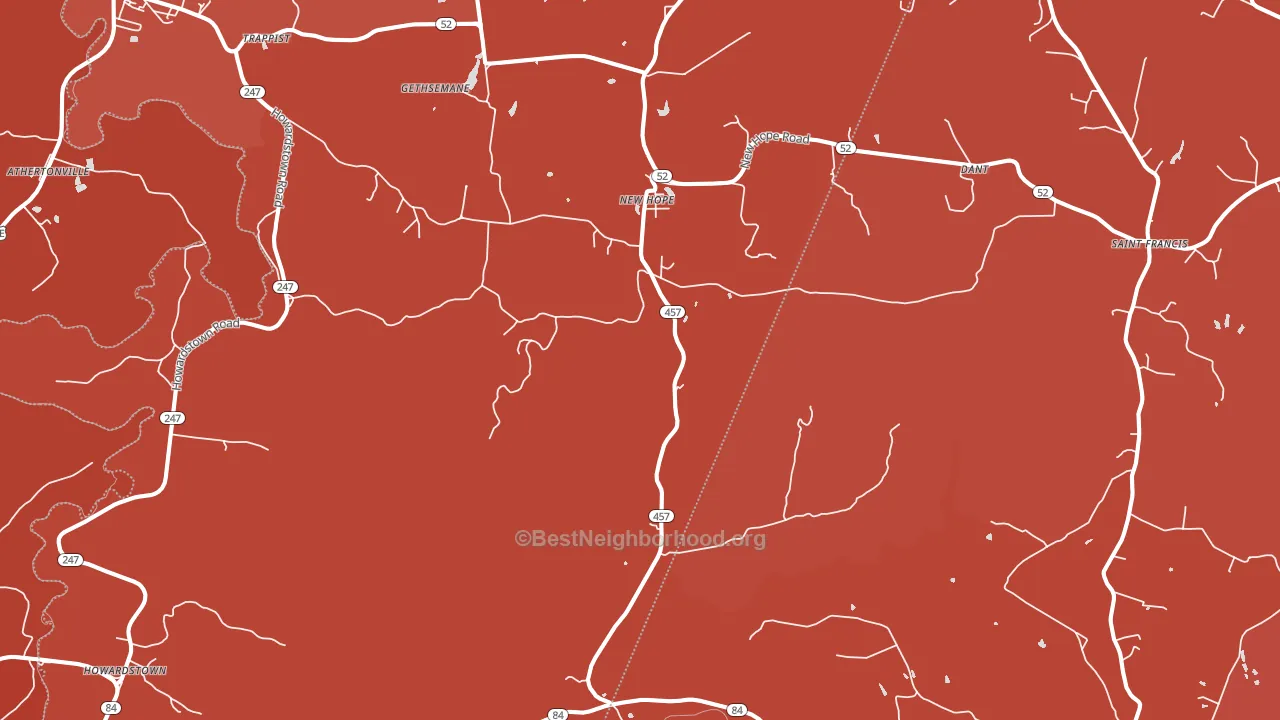 New Hope, KY block-group political-lean map