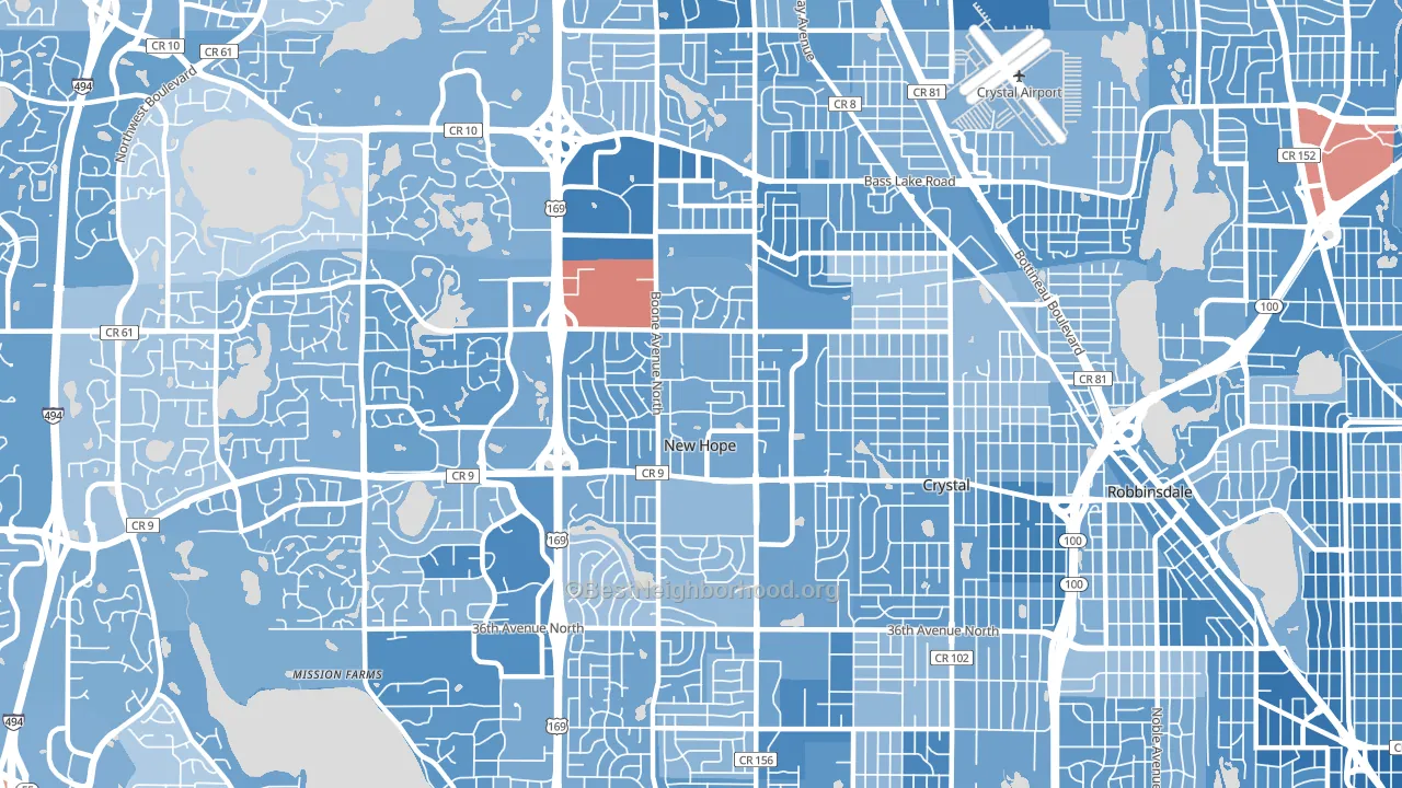 New Hope, MN block-group political-lean map