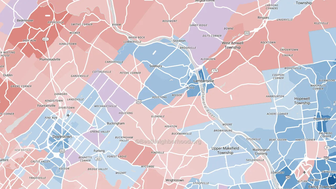 New Hope, PA block-group political-lean map