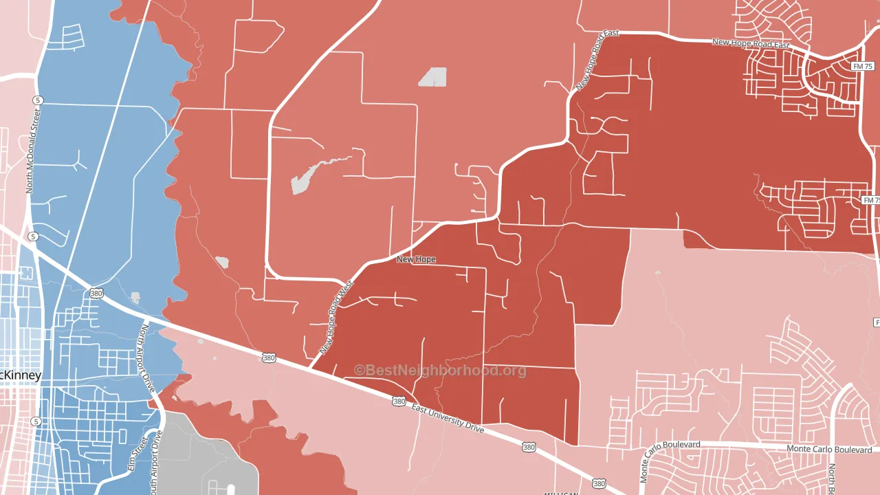 New Hope, TX block-group political-lean map