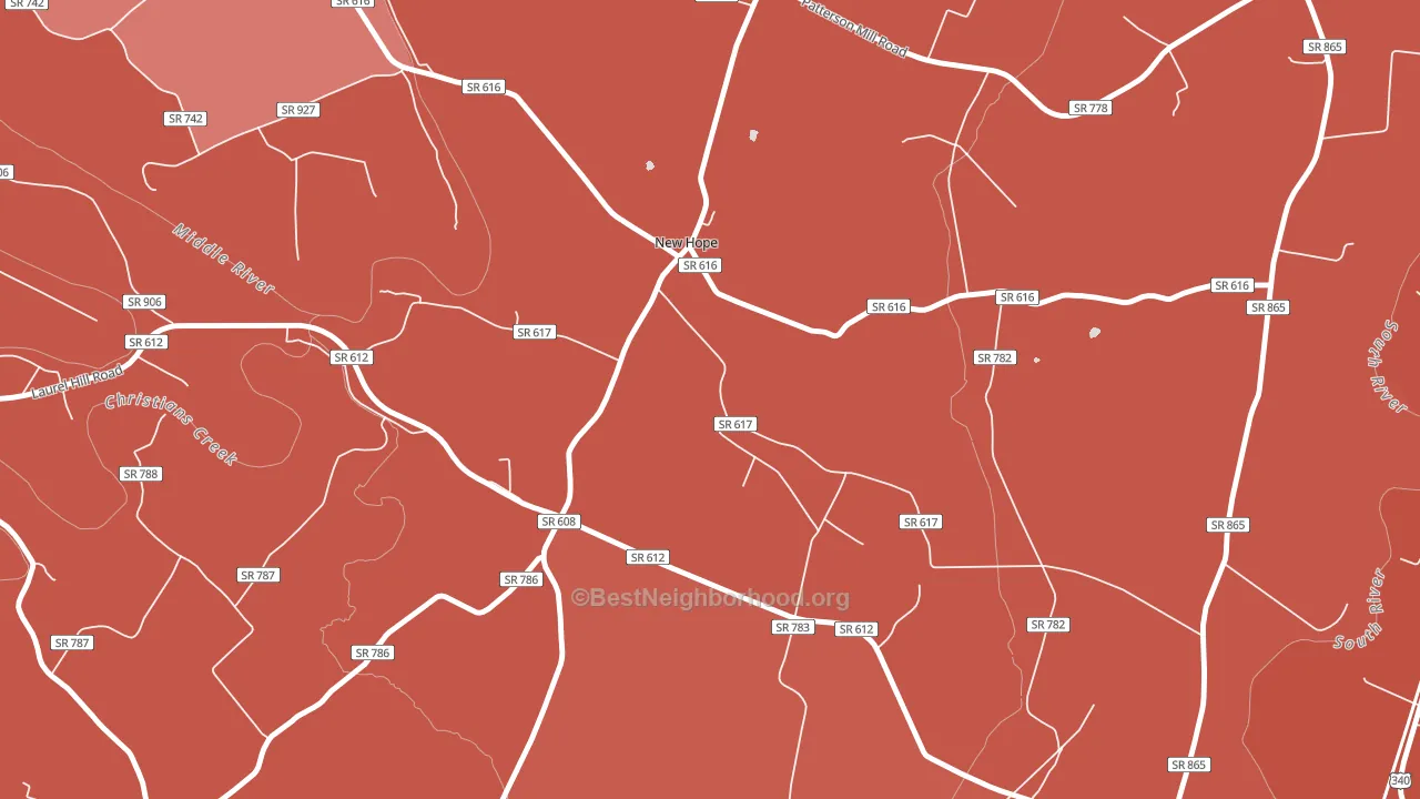 New Hope, VA block-group political-lean map
