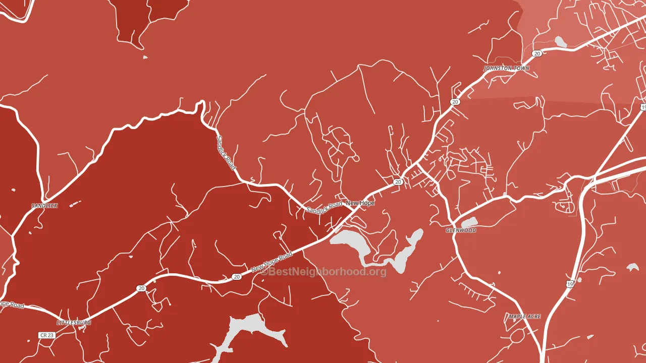 New Hope, WV block-group political-lean map