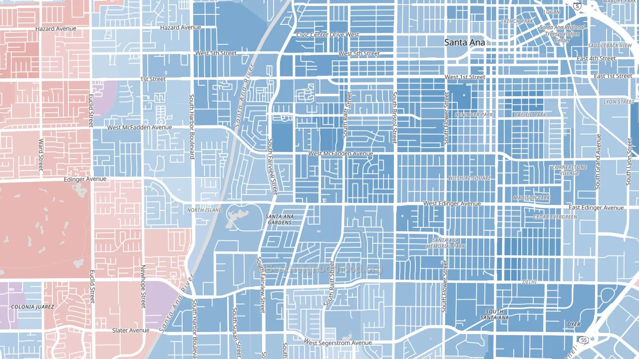 New Horizons, Santa Ana, CA block-group political-lean map