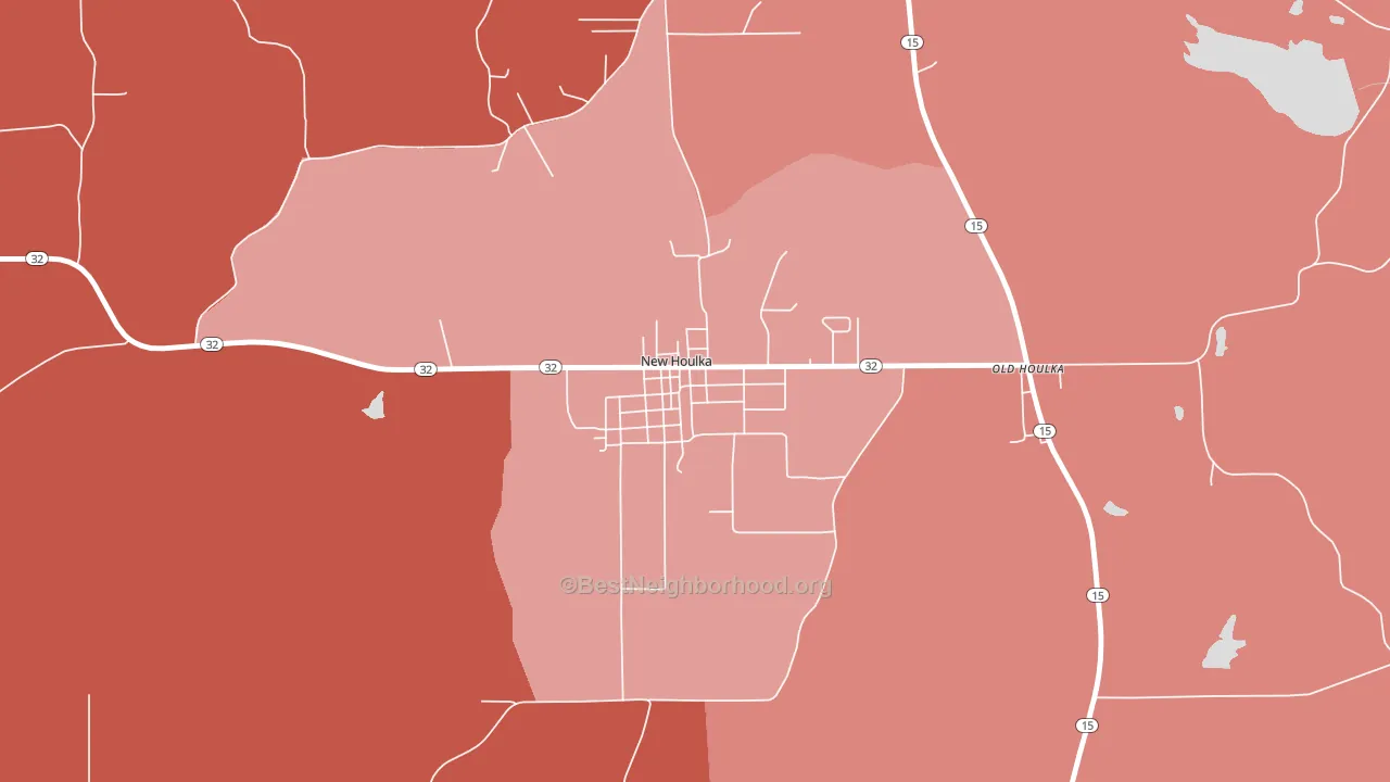 New Houlka, MS block-group political-lean map