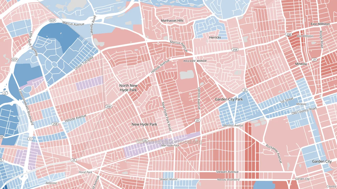 New Hyde Park, NY block-group political-lean map