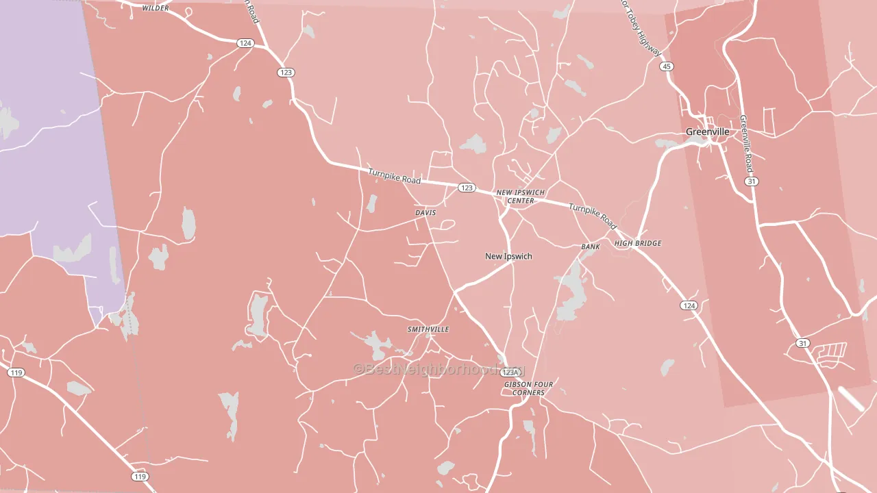 New Ipswich, NH block-group political-lean map