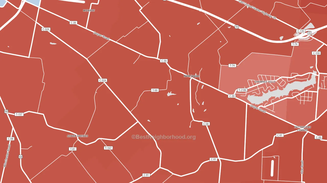 New Jasper, OH block-group political-lean map