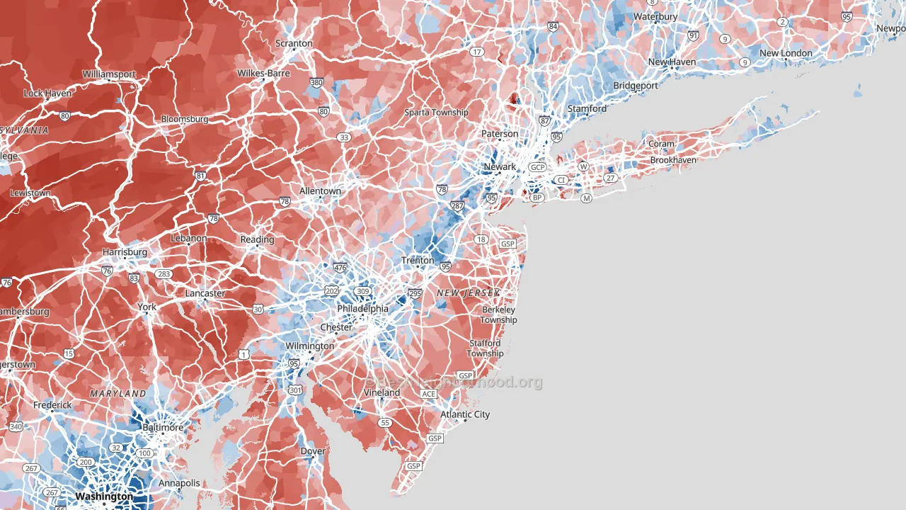New Jersey block-group political-lean map