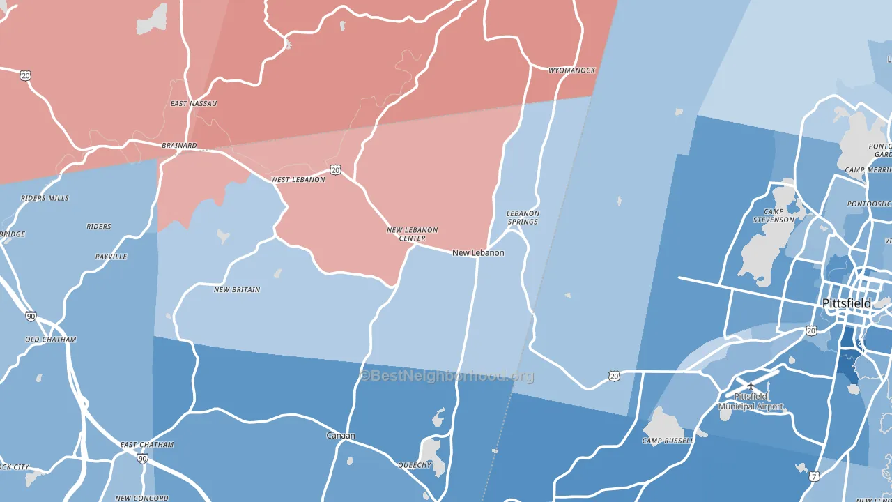 New Lebanon, NY block-group political-lean map