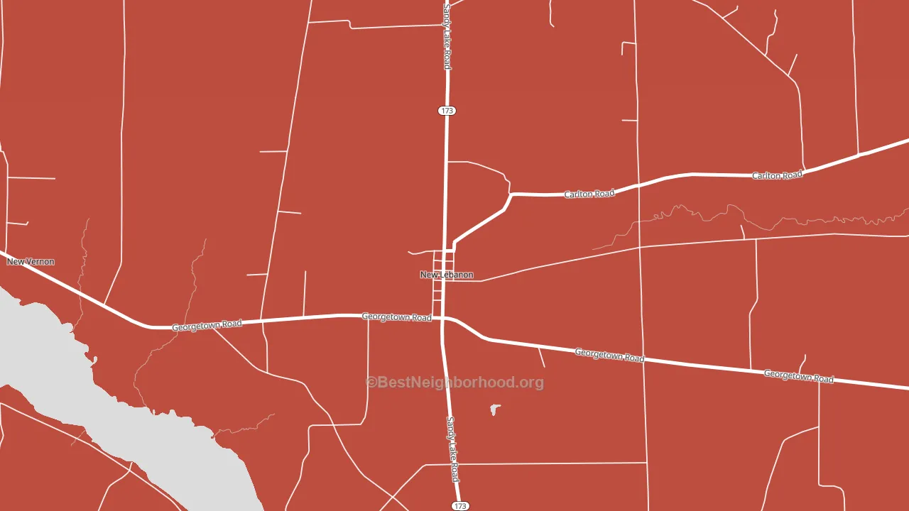 New Lebanon, PA block-group political-lean map