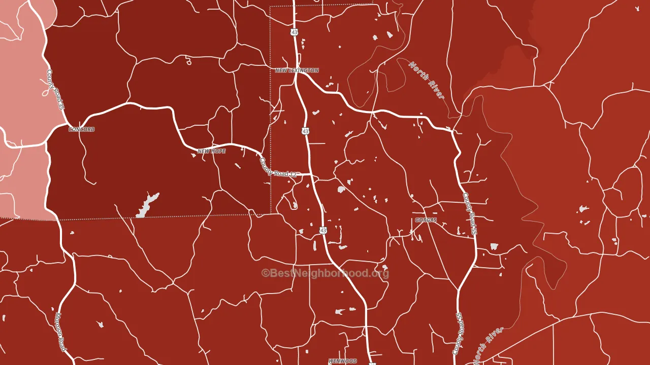 New Lexington, AL block-group political-lean map