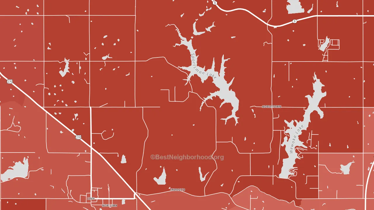 New Lima, OK block-group political-lean map