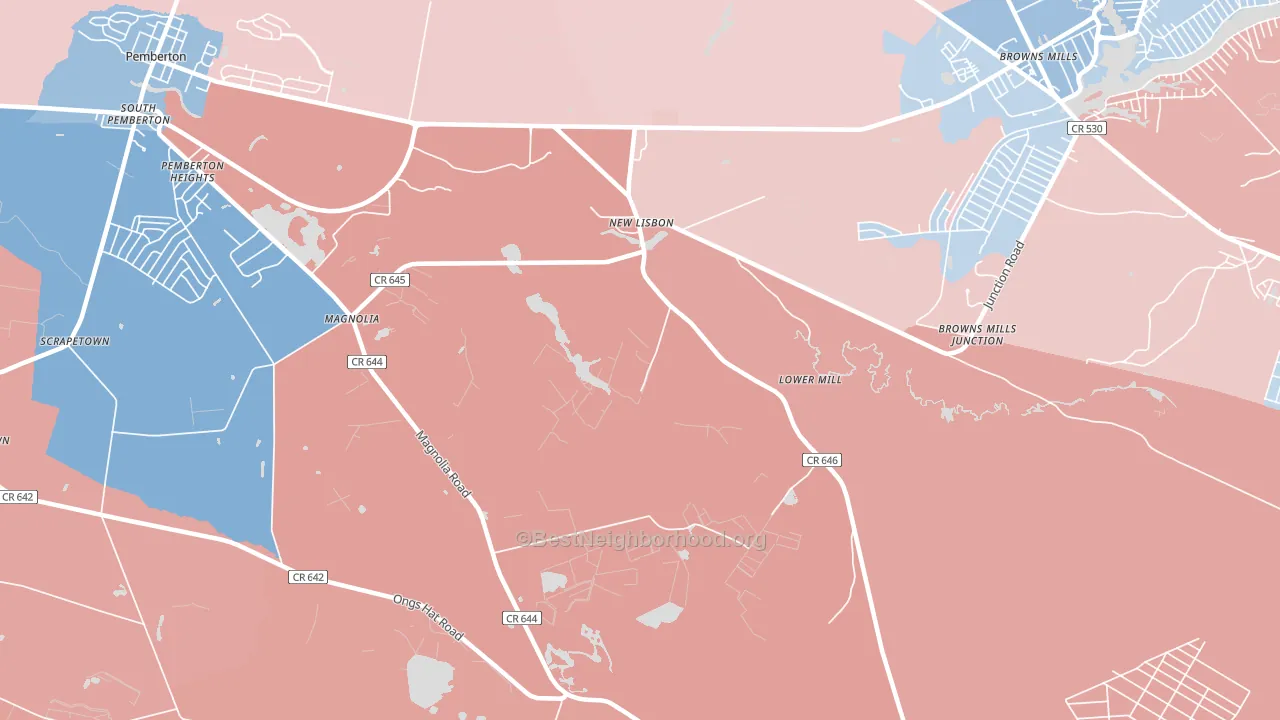 New Lisbon, NJ block-group political-lean map