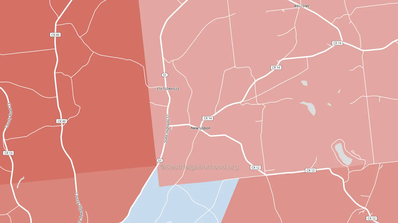 New Lisbon, NY block-group political-lean map