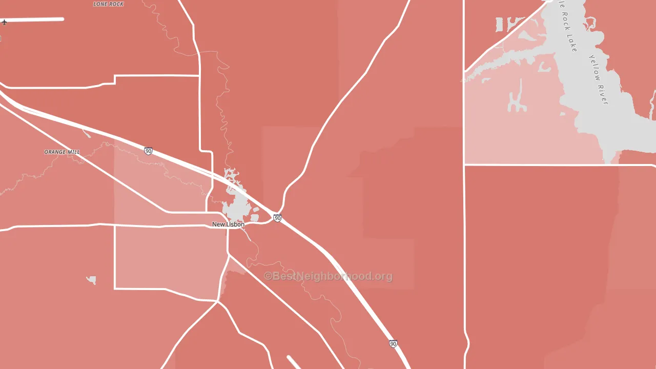 New Lisbon, WI block-group political-lean map