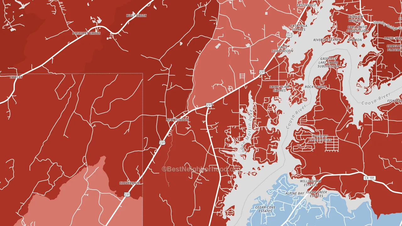 New London, AL block-group political-lean map