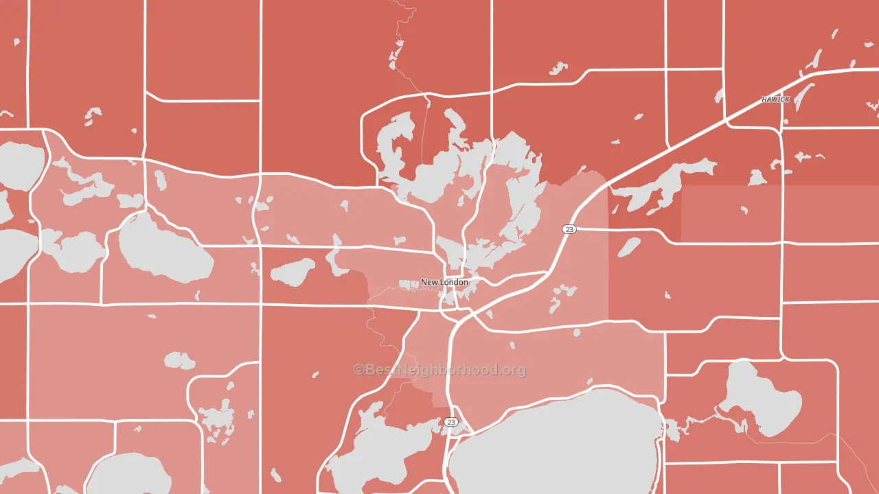 New London, MN block-group political-lean map