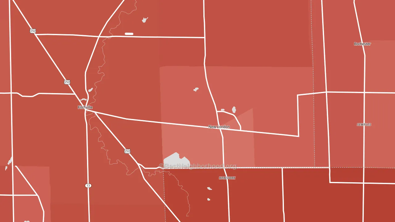 New London, OH block-group political-lean map