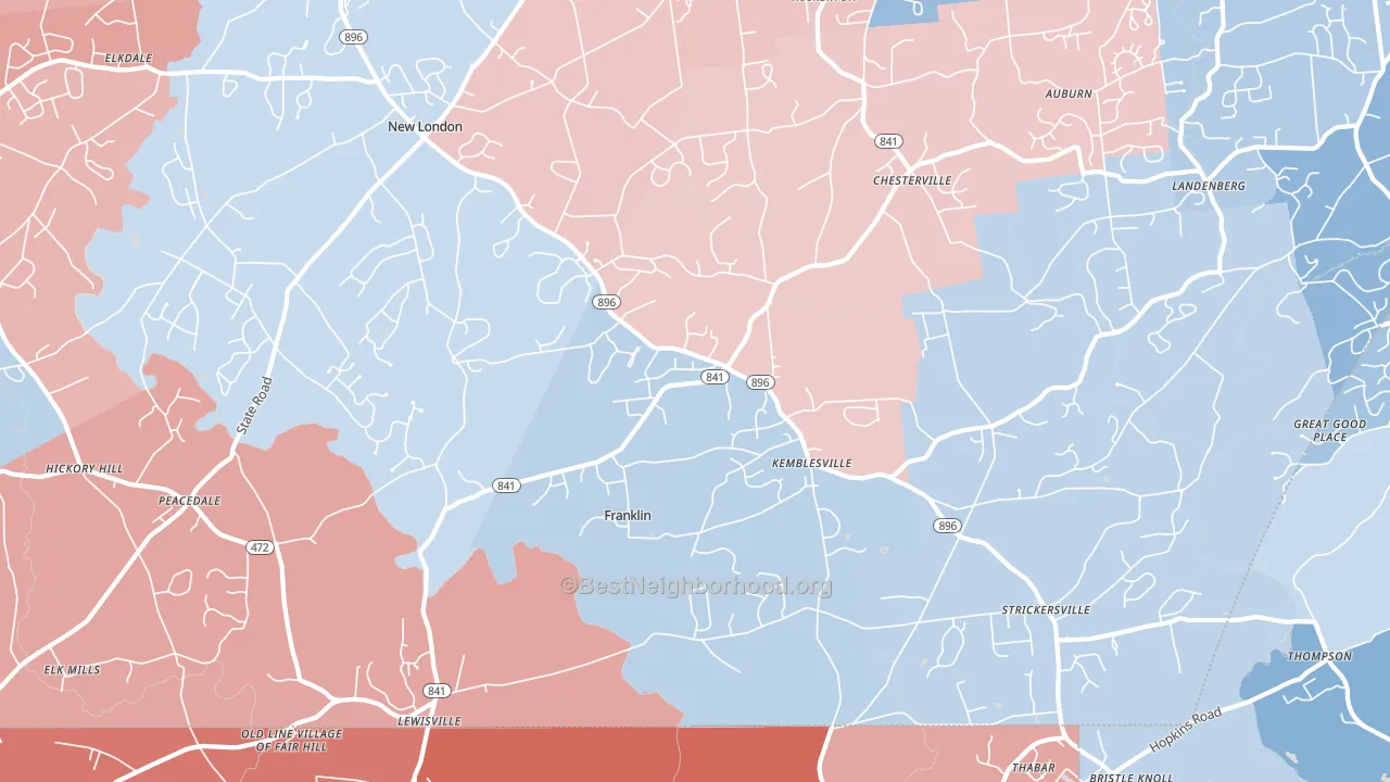 New London, PA block-group political-lean map