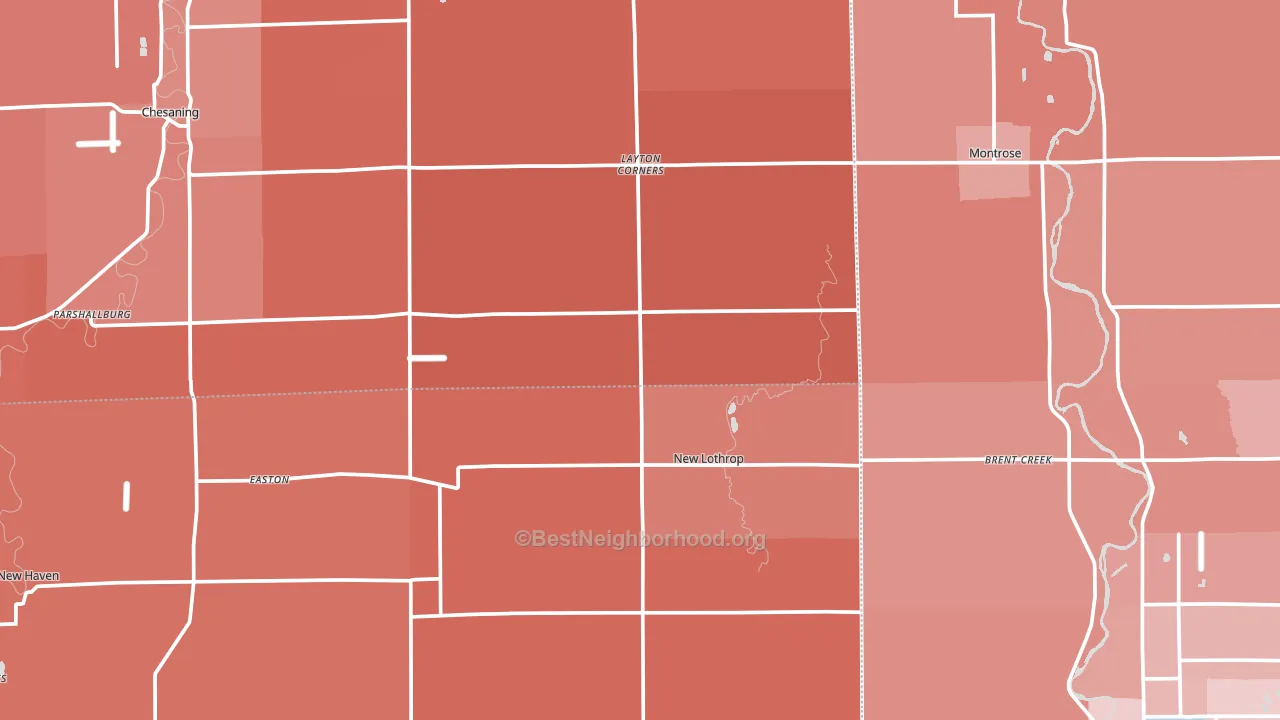 New Lothrop, MI block-group political-lean map
