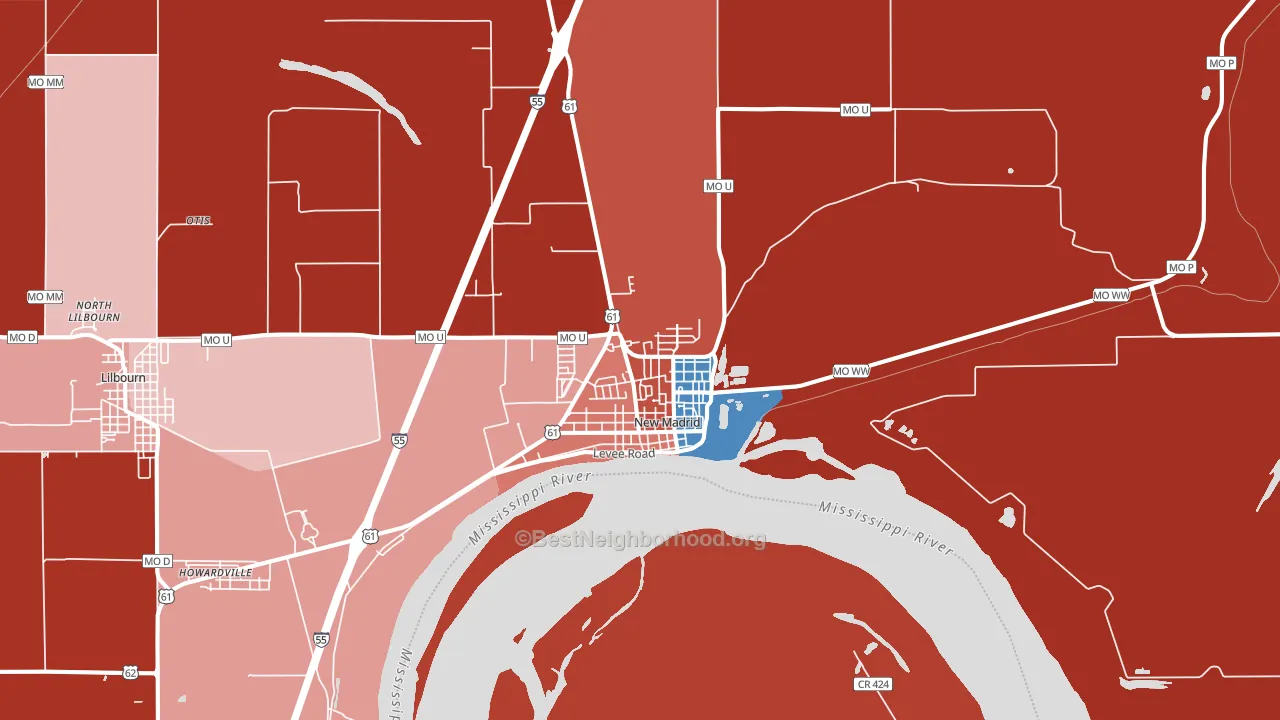 New Madrid, MO block-group political-lean map