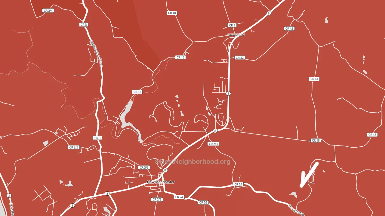 New Manchester, WV block-group political-lean map